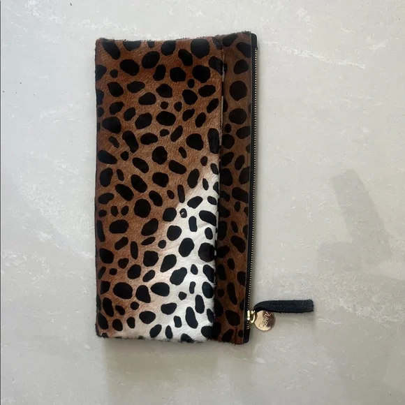Clare V Leopard Print Clutch with Gold Accents - Picture 1 of 5